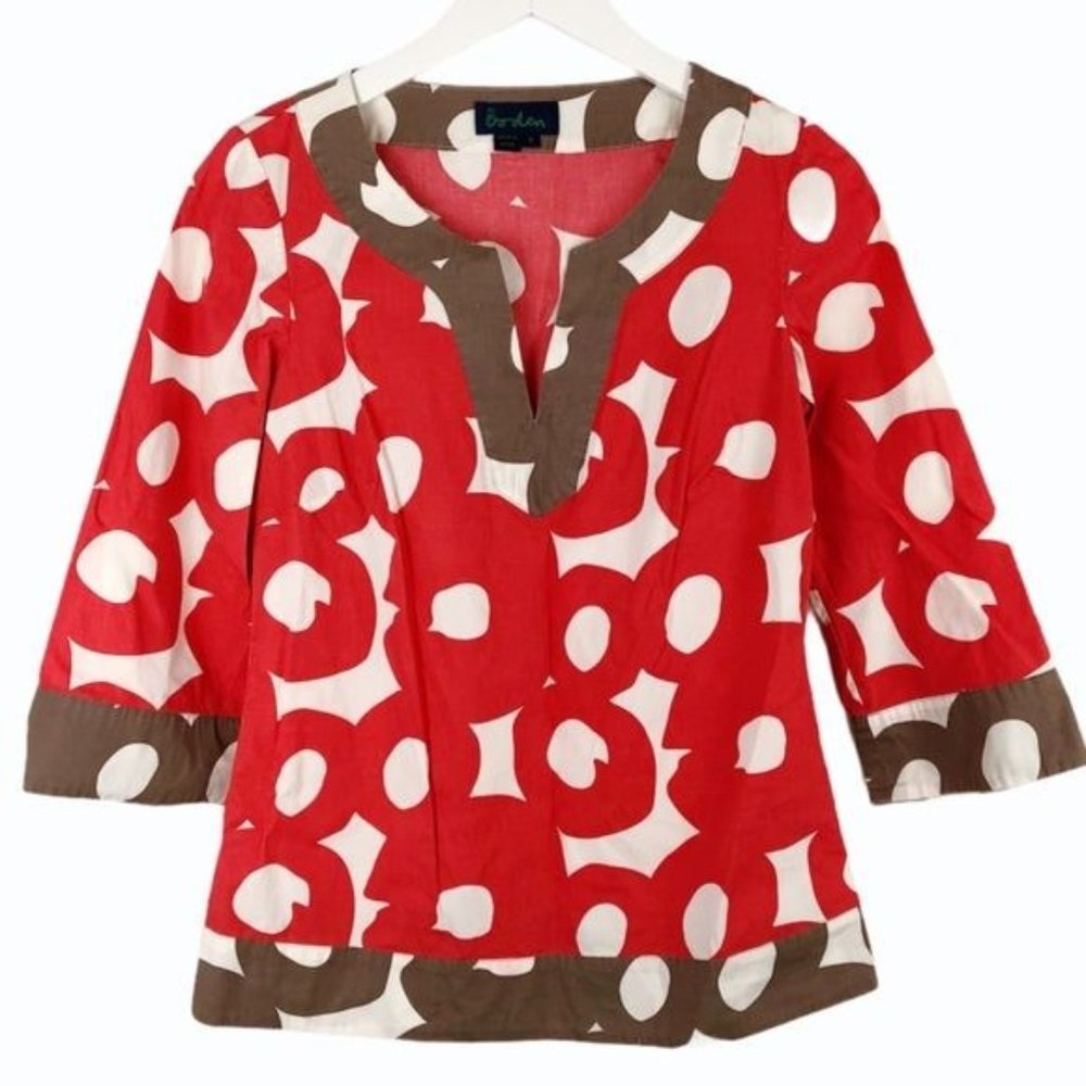 Boden Tunic Cotton Blend Red and Brown